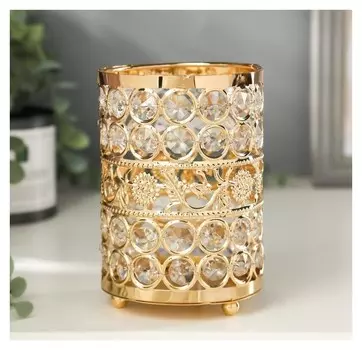 Подсвечник на 1 свечу "Кристаллы и подсолнухи" 13х9х9 см