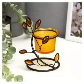 Подсвечник на 1 свечу Листья с самоцветами 10х8х8 см