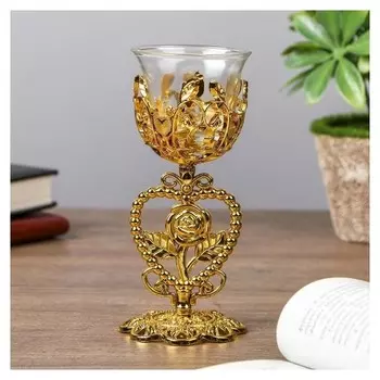 Подсвечник на 1 свечу "Роза в сердце" 15х6,3х6,3 см