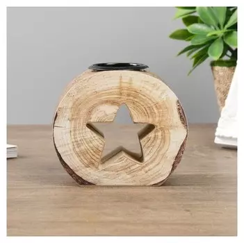 Подсвечник на 1 свечу "Спил - звезда" 9х10х5 см