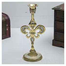 Подсвечник на 1 свечу "Вензель" с перламутровыми вставками