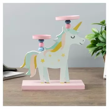 Подсвечник на 2 свечи "Спящий единорог" 20,5х17х9 см