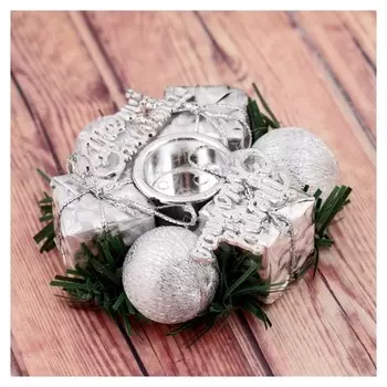 Подсвечник на одну свечу "Подарок" серебро