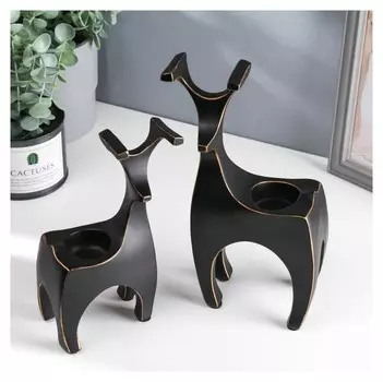 Подсвечник "Олешки" набор 2 шт 20х11х7, 26х12х8 см