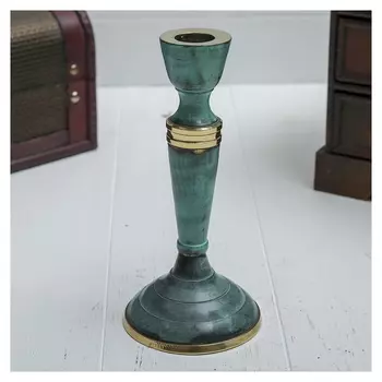 Подсвечник под старину "Победа" латунь 8х8х16,5 см