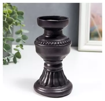 Подсвечник полистоун на 1 свечу "Горец" чёрный, свеча в комплекте 15х8,5х8,5 см