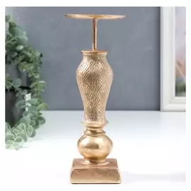 Подсвечник полистоун на 1 свечу "Колонна - геометрия" золото 23,5х9,5х9,5 см