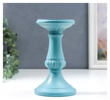 Подсвечник полистоун на 1 свечу "Колонна" голубая патина 18х10,3х10,3 см