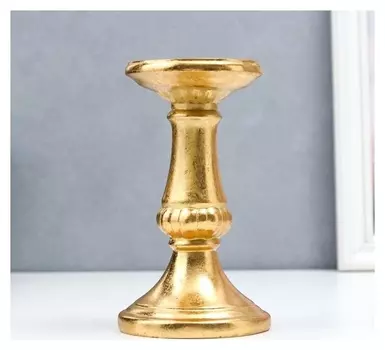 Подсвечник полистоун на 1 свечу "Колонна" золото 18х10,3х10,3 см