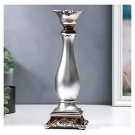 Подсвечник полистоун на 1 свечу "Розарий" серебристый 30х11х11 см