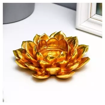 Подсвечник полистоун на 1 свечу "Золотой цветок" 3,5х12х12 см