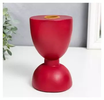 Подсвечник полистоун "Норланд" красный 13х7,5х7,5 см