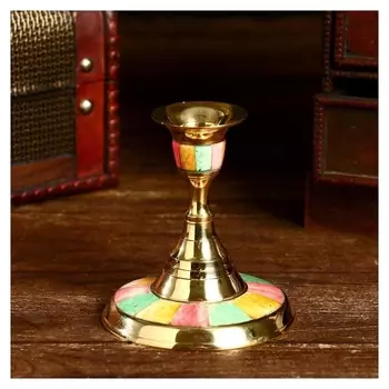 Подсвечник "Радуга" латунь, перламутр 9х9х10 см