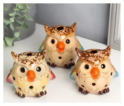 Подсвечник "Совёнок" набор 3 шт. 10х10х8 см