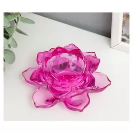 Подсвечник стекло на 1 свечу "Лотос" розовый 5,5х12х12 см