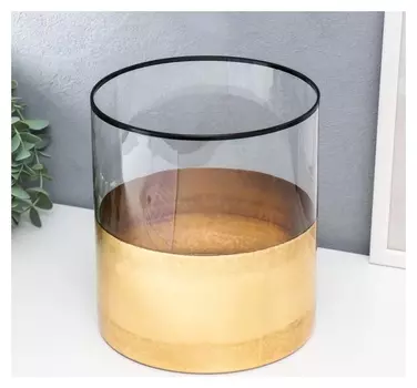 Подсвечник стекло на 1 свечу "Пески" золото 20х18х18 см