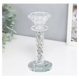 Подсвечник стекло на 1 свечу "Спираль с камешками" 16х7х7 см