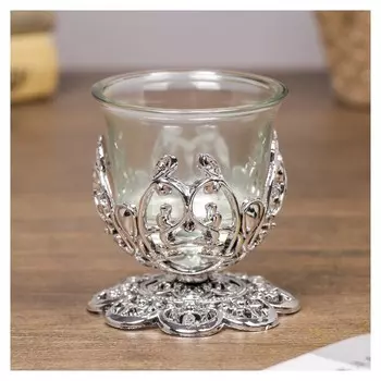 Подсвечник стеклянный Узор Цвет серебряный