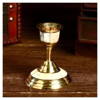 Подсвечник "Жасмин" латунь, перламутр 7,7х7,7х10 см