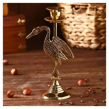 Подсвечник "Журавль" латунь 7,5х7,5х22 см