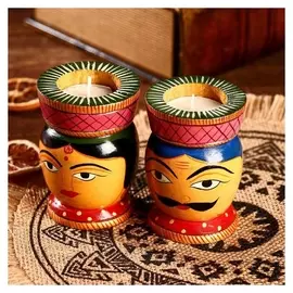 Подсвечники дерево "Восточная пара" 6х6х8,5 см