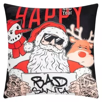 Подушка этель "Bad Santa", 40*40 см, 100% п/э, велюр
