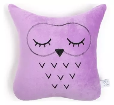 Подушка этель "Сова" фиолетовая 48х38см, велюр, 100% п/э