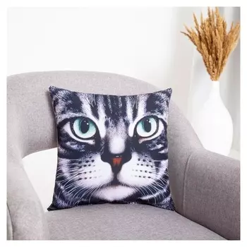 Подушка декоративная, размер 35х35 см, габардин, холлофайбер, полиэстер100%