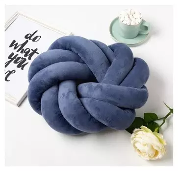 Подушка-узел «Этель», D=33см, цвет синий, велюр