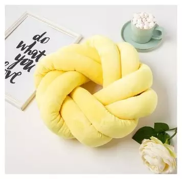 Подушка-узел «Этель», D=33см, цвет жёлтый, велюр