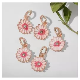 Подвеска "Цветок" гербера, цвет розовый в золоте