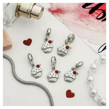 Подвеска "Капкейк", разноцветная в серебре