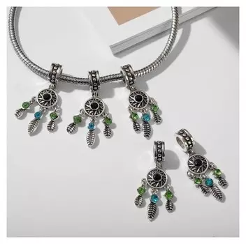 Подвеска "Ловец снов", разноцветная в серебре