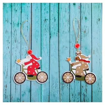 Подвеска новогодняя «На велосипеде» односторонняя