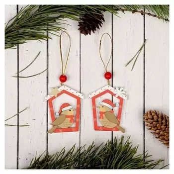 Подвеска новогодняя "Птичка у кормушки"