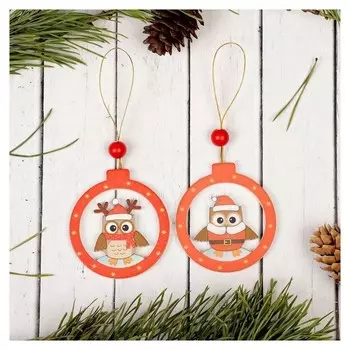 Подвеска новогодняя "Совёнок в шаре", односторонняя