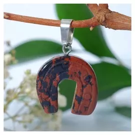 Подвеска подкова "Обсидиан коричневый"