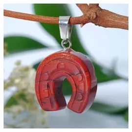 Подвеска подкова "Яшма красная"