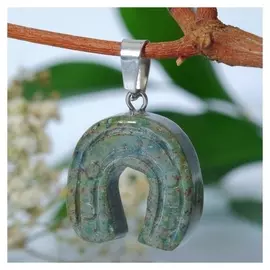 Подвеска подкова "Яшма зелёная"