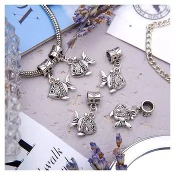 Подвеска с кулоном "Рыбка", цвет серебро