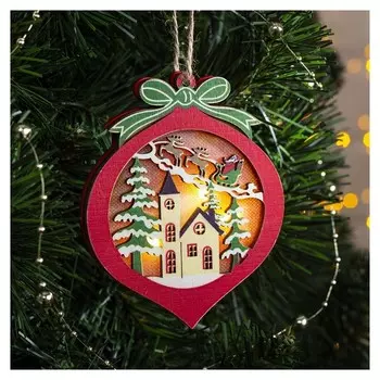 Подвеска световая "Шарик новогодний", 10х10х1 см, 3 Led, бат(В комп) т/белый