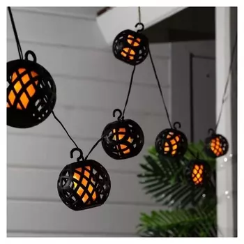 Подвесной светильник на солн. батарее. Uniel "Огненные шары", Led-80, эффект пламени, Ip44