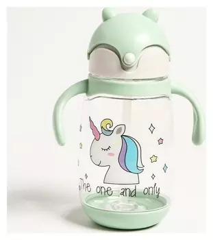 Поильник с силиконовой трубочкой и ручками 350 мл