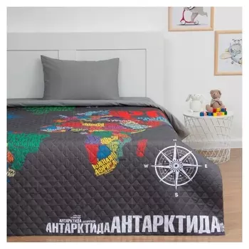 Покрывало "Этель" 1,5 сп карта мира, 145*210 см, микрофибра