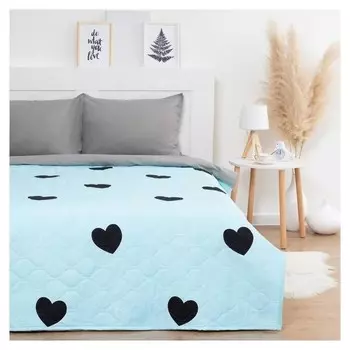 Покрывало Lovelife 1,5 сп «Голубые сердца», 145*210 см,100% п/э, микрофибра
