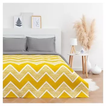 Покрывало Lovelife евро макси "Зигзаги" цв. желтый, 240*210±5см, микрофайбер, 100% п/э