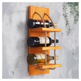 Полка деревянная под 3 бутылки, 50х20х14 см