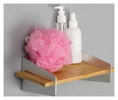 Полка настенная, 31×17,5×12 см, алюминий, бамбук