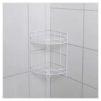 Полка углова 2-х ярусная, 20×20×33 см, цвет белый