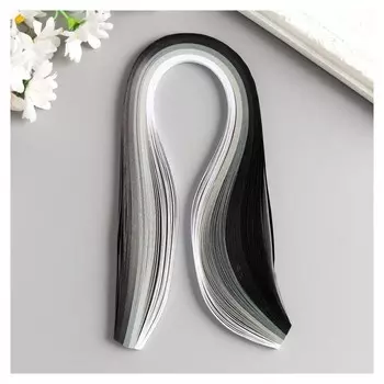 Полоски для квиллинга 100 полосок плотность 120 гр "От белого к чёрному" ш. 0,5 см дл. 39 см 51773